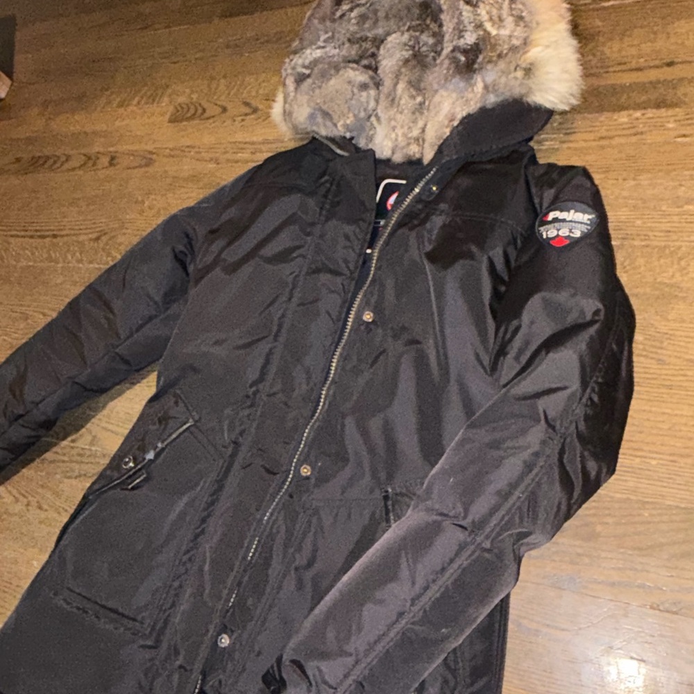 Pajar Black Puffer Coat with Fur Trim